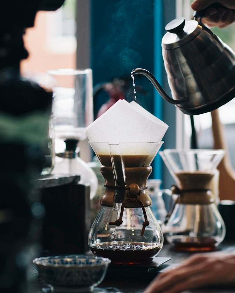 Pour-over coffee brewing at Etno Cafe