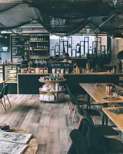Interior of the Etno Cafe roastery and cafe