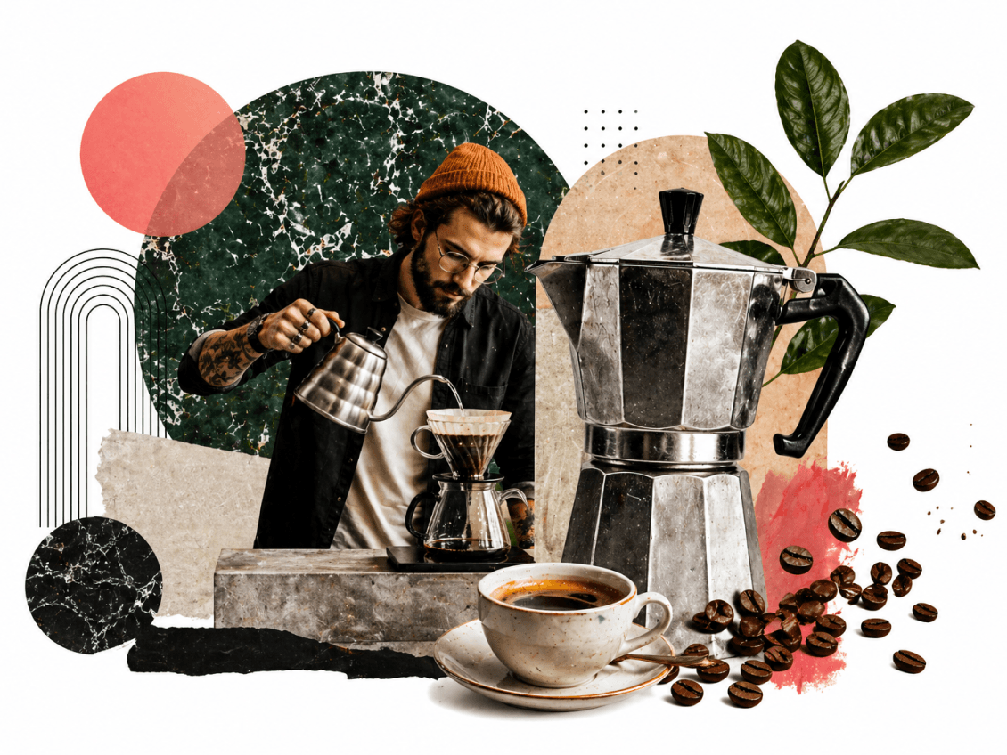 Barista parzący kawę metodą przelewową